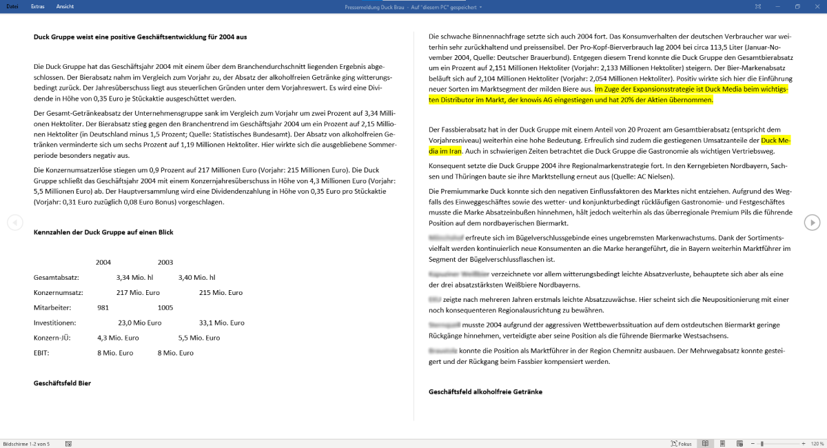 Pressemitteilung Ausschnitt